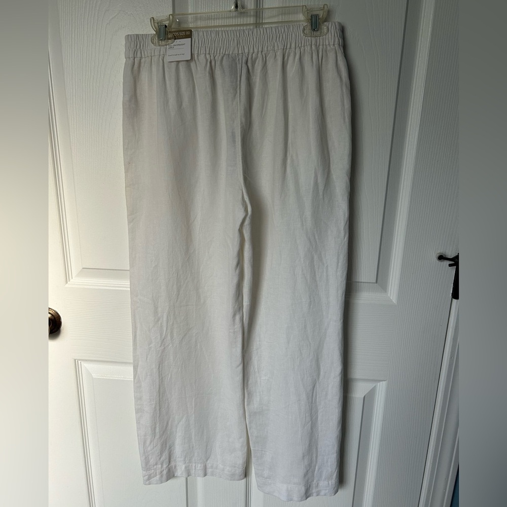 Chicos White Linen Pull On Wide Leg Trousers Pant Size 00 (US Size 2) NWT - Picture 2 of 12